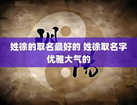 姓徐的取名最好的 姓徐取名字优雅大气的