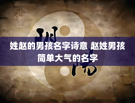 姓赵的男孩名字诗意 赵姓男孩简单大气的名字