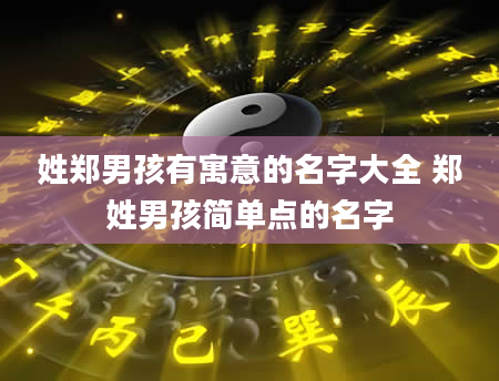 姓郑男孩有寓意的名字大全 郑姓男孩简单点的名字