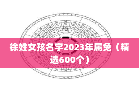 徐姓女孩名字2023年属兔（精选600个）