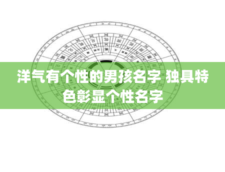 洋气有个性的男孩名字 独具特色彰显个性名字