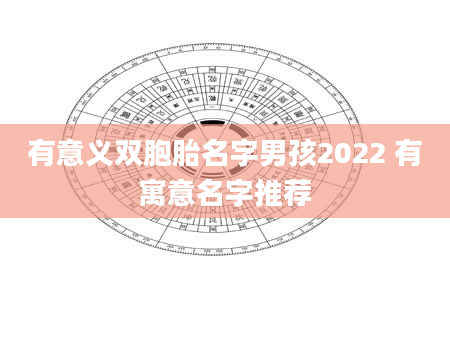 有意义双胞胎名字男孩2022 有寓意名字推荐