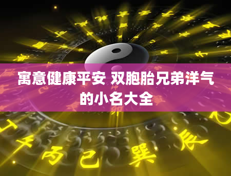 寓意健康平安 双胞胎兄弟洋气的小名大全