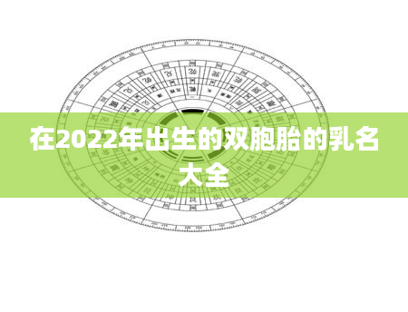 在2022年出生的双胞胎的乳名大全