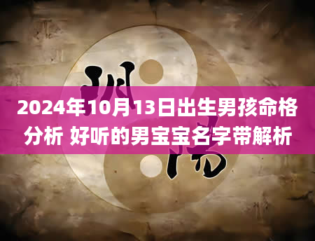 2024年10月13日出生男孩命格分析 好听的男宝宝名字带解析