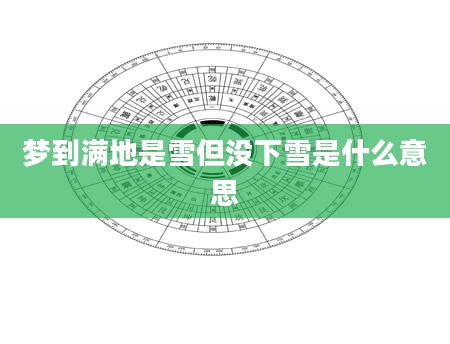 梦到满地是雪但没下雪是什么意思