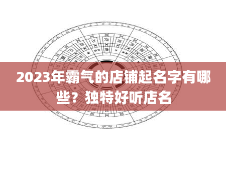 2023年霸气的店铺起名字有哪些？独特好听店名