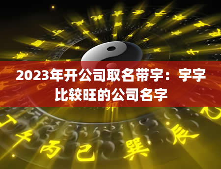 2023年开公司取名带宇：宇字比较旺的公司名字