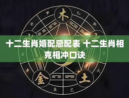 十二生肖婚配忌配表 十二生肖相克相冲口诀