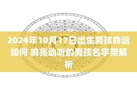2024年10月17日出生男孩命运如何 响亮动听的男孩名字带解析