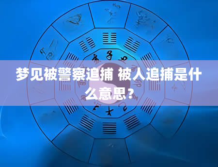 梦见被警察追捕 被人追捕是什么意思？