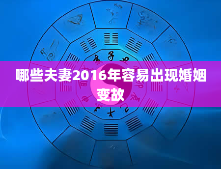 哪些夫妻2016年容易出现婚姻变故