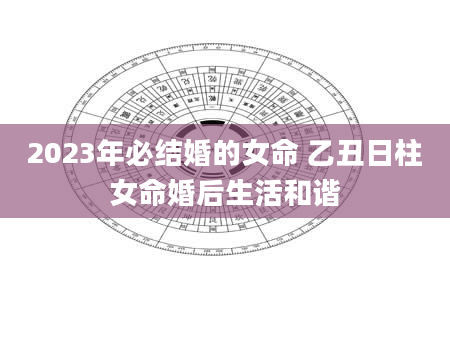 2023年必结婚的女命 乙丑日柱女命婚后生活和谐