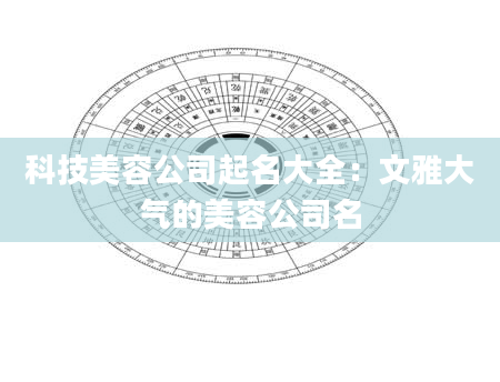 科技美容公司起名大全：文雅大气的美容公司名