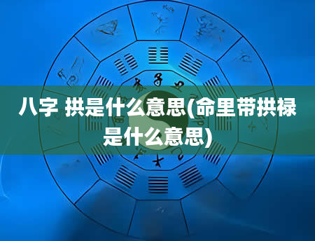 八字 拱是什么意思(命里带拱禄是什么意思)