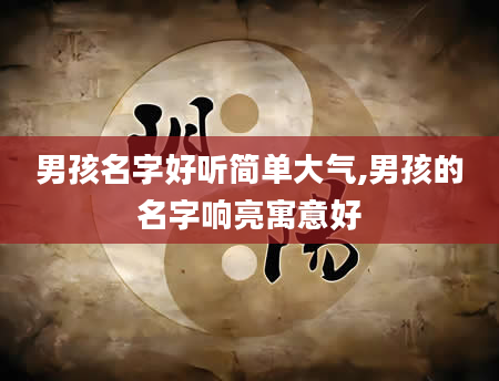 男孩名字好听简单大气,男孩的名字响亮寓意好