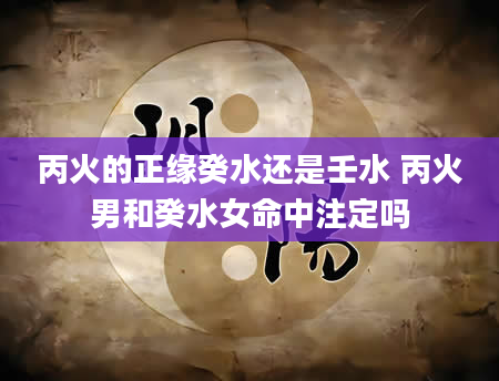 丙火的正缘癸水还是壬水 丙火男和癸水女命中注定吗