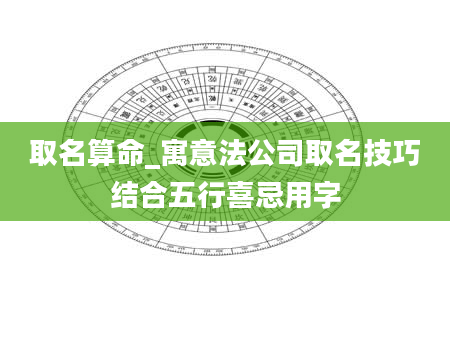 取名算命_寓意法公司取名技巧结合五行喜忌用字