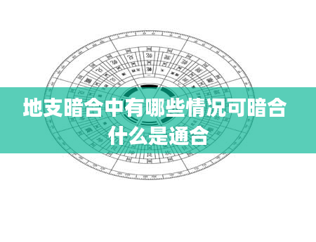 地支暗合中有哪些情况可暗合 什么是通合