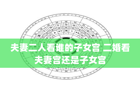 夫妻二人看谁的子女宫 二婚看夫妻宫还是子女宫