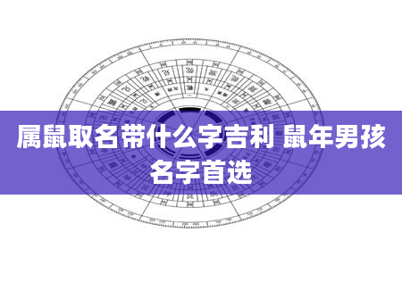 属鼠取名带什么字吉利 鼠年男孩名字首选