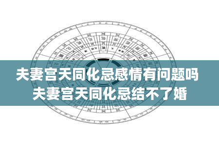 夫妻宫天同化忌感情有问题吗 夫妻宫天同化忌结不了婚