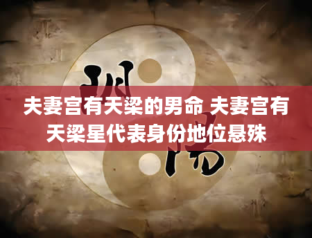 夫妻宫有天梁的男命 夫妻宫有天梁星代表身份地位悬殊