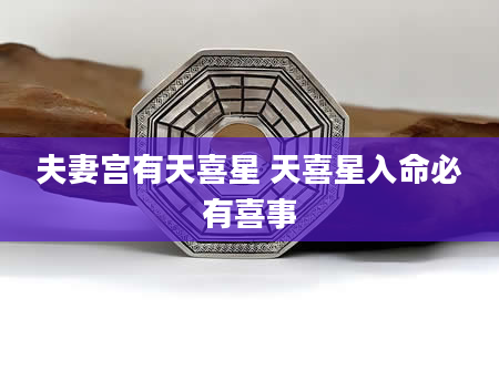 夫妻宫有天喜星 天喜星入命必有喜事