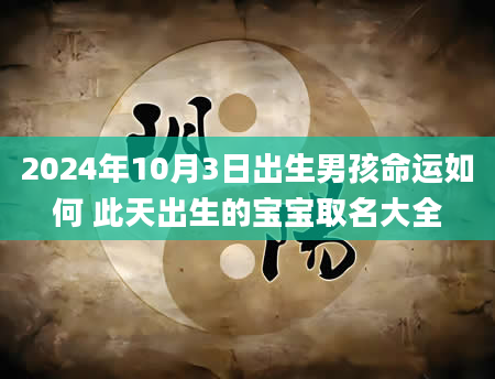 2024年10月3日出生男孩命运如何 此天出生的宝宝取名大全