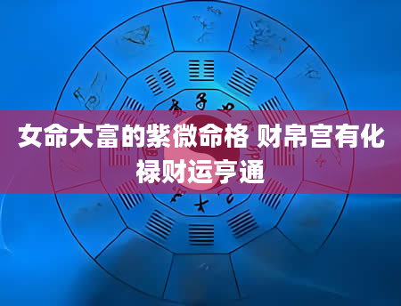 女命大富的紫微命格 财帛宫有化禄财运亨通