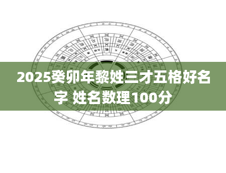 2025癸卯年黎姓三才五格好名字 姓名数理100分