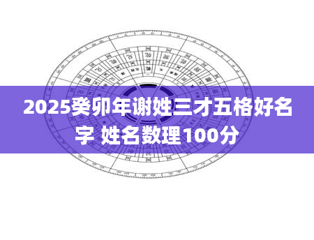 2025癸卯年谢姓三才五格好名字 姓名数理100分