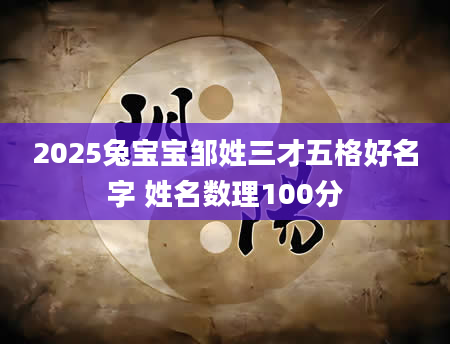 2025兔宝宝邹姓三才五格好名字 姓名数理100分