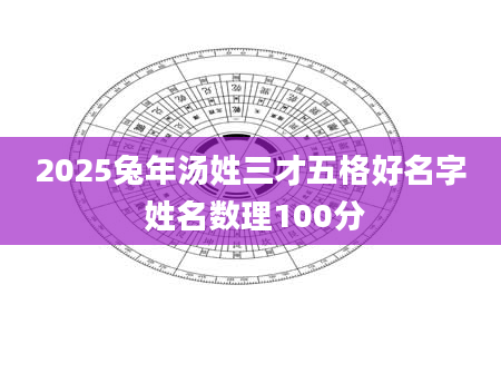 2025兔年汤姓三才五格好名字 姓名数理100分