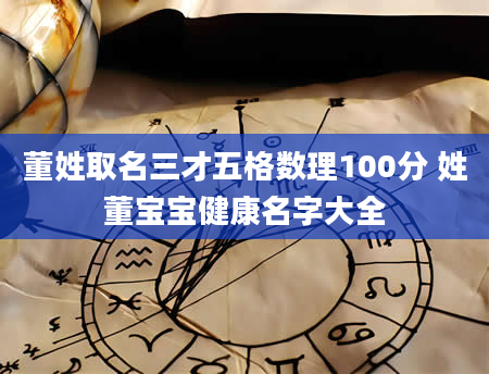 董姓取名三才五格数理100分 姓董宝宝健康名字大全