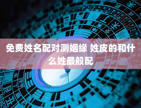 免费姓名配对测姻缘 姓皮的和什么姓最般配