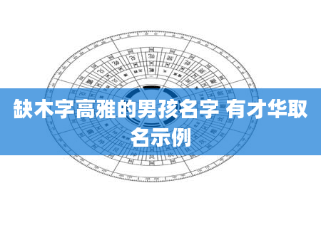 缺木字高雅的男孩名字 有才华取名示例