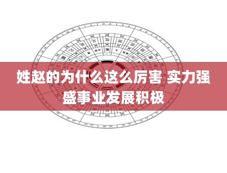 姓赵的为什么这么厉害 实力强盛事业发展积极