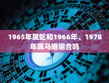 1965年属蛇和1966年、1978年属马婚姻合吗