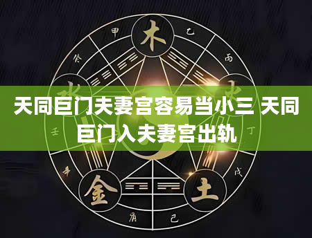 天同巨门夫妻宫容易当小三 天同巨门入夫妻宫出轨