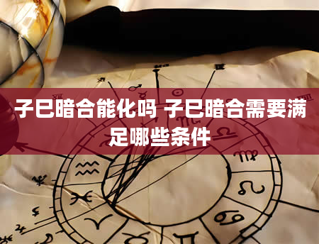 子巳暗合能化吗 子巳暗合需要满足哪些条件