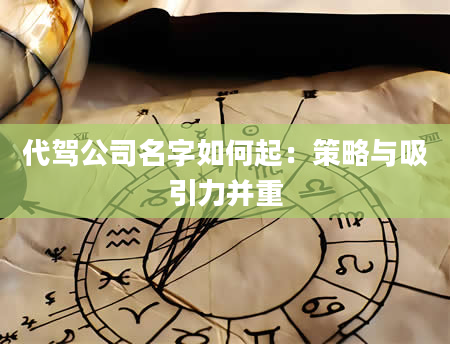 代驾公司名字如何起：策略与吸引力并重