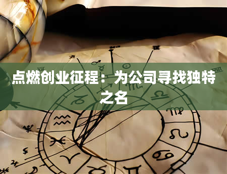 点燃创业征程：为公司寻找独特之名