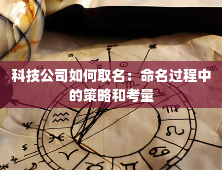 科技公司如何取名：命名过程中的策略和考量