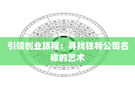 引领创业旅程：寻找独特公司名称的艺术