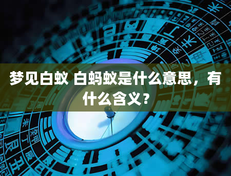 梦见白蚁 白蚂蚁是什么意思，有什么含义？