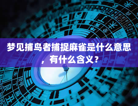 梦见捕鸟者捕捉麻雀是什么意思，有什么含义？