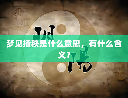 梦见插秧是什么意思，有什么含义？
