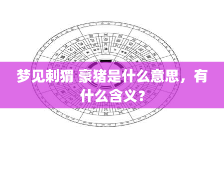 梦见刺猬 豪猪是什么意思，有什么含义？
