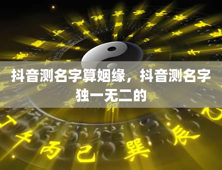抖音测名字算姻缘，抖音测名字独一无二的